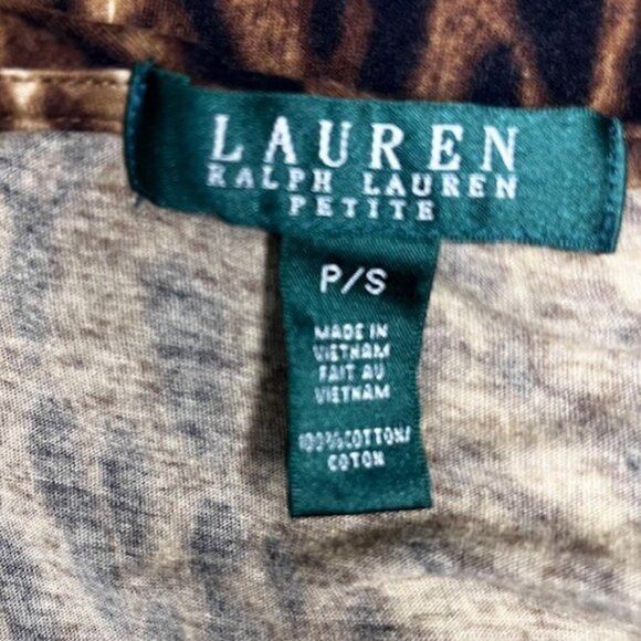 Lauren Ralph Lauren Petite Sleeveless Animal Print Top Brown & Tan Size P/S - Picture 5 of 5